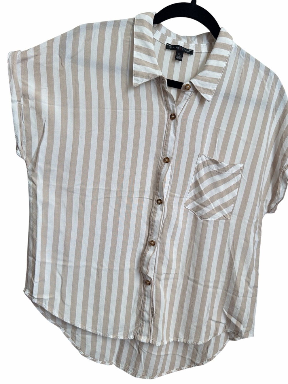 Moa Moa Beige & White Striped Button-Down Shirt